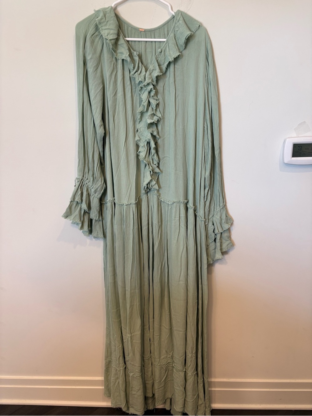Free People sweet darlin Sage Green Textured Maxi Dress XL - Picture 5 of 15